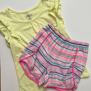 Size 7 Girls Bright Summer Play Set Top & Rayon Flowy Shorts
